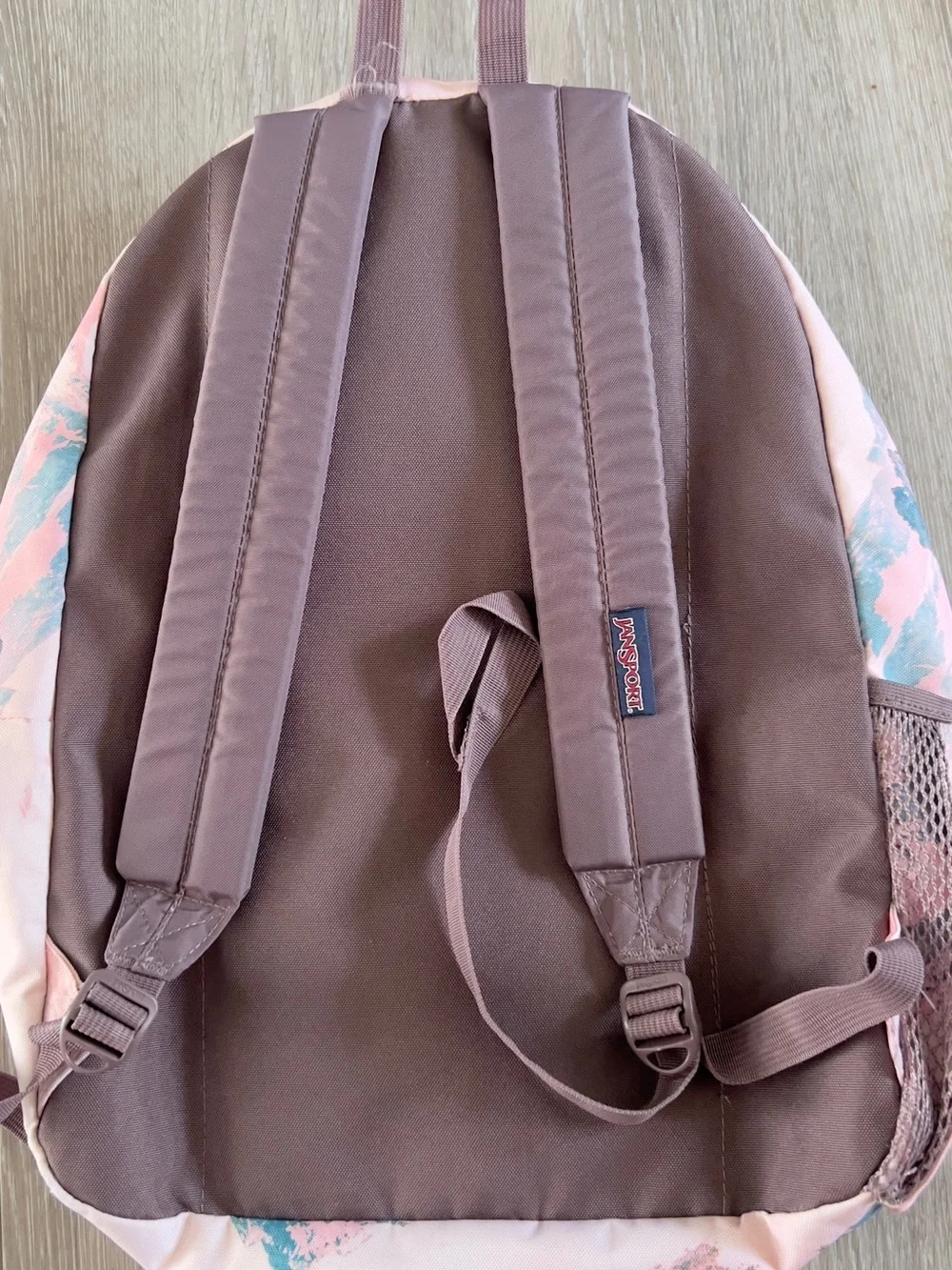 Jansport Pink and Teal Marble-Print Backpack